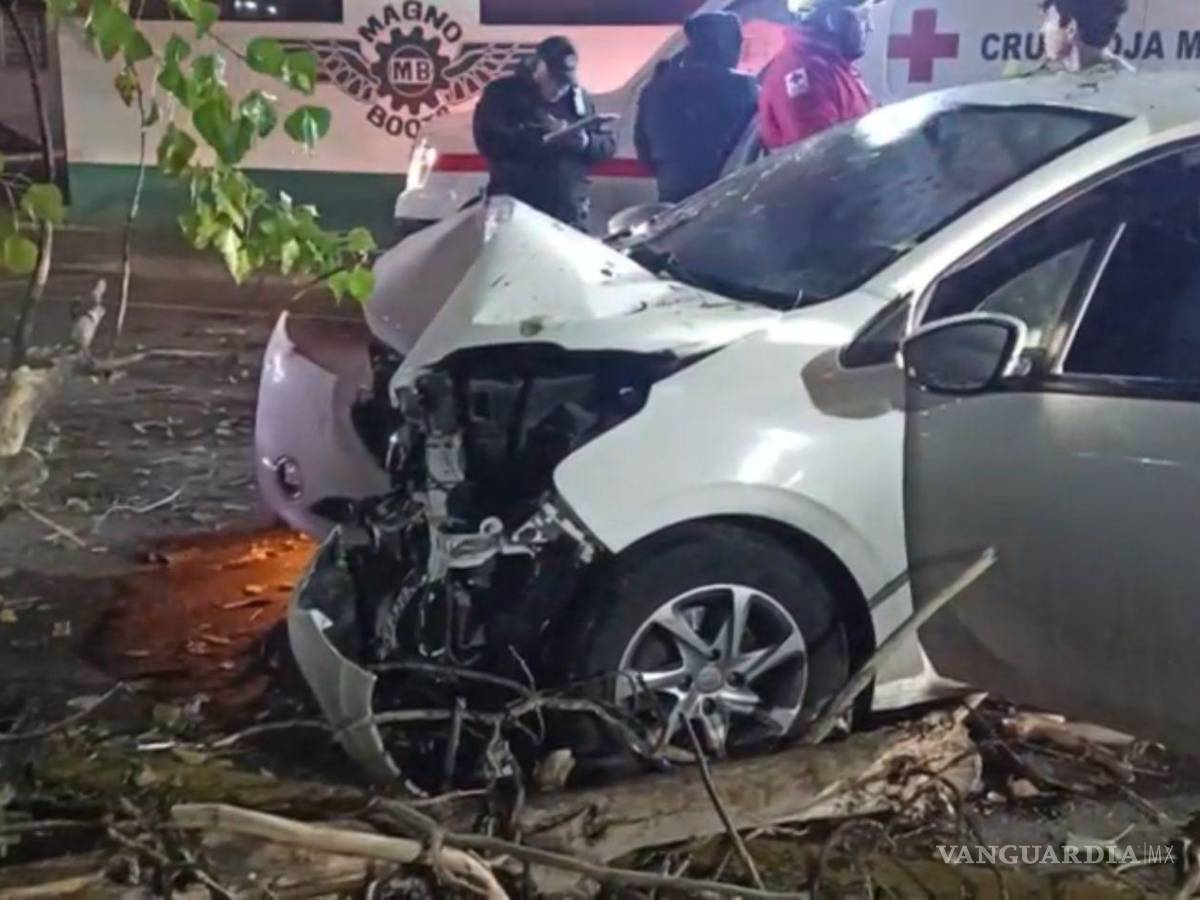 $!El vehículo se impactó contra un árbol ubicado en el camellón central del bulevar Egipto.