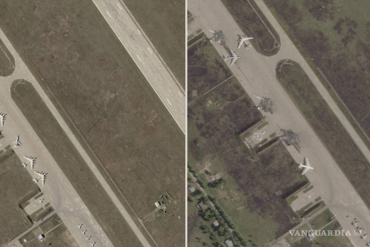Muestran fotografías satelitales bombarderos destruidos en una base rusa atacada por drones ucranianos