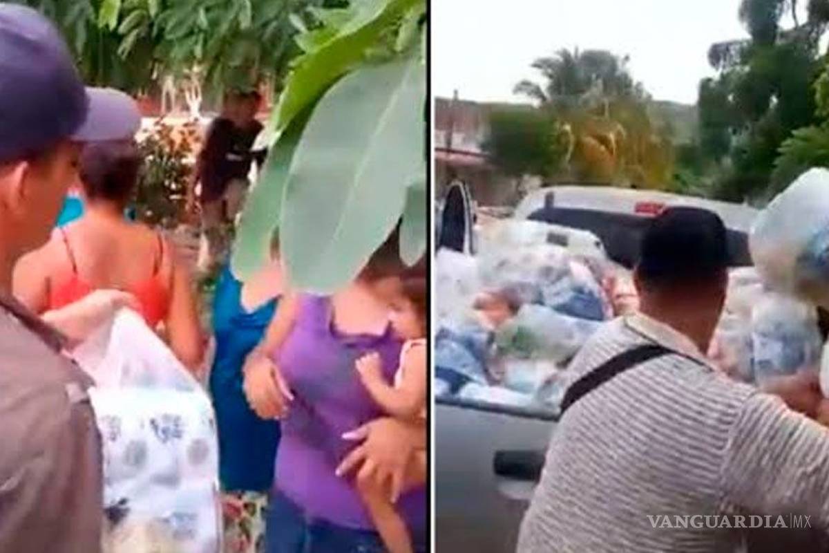 'Ahí les manda El Mencho'... al estilo de los políticos, sicarios del Cártel Jalisco Nueva Generación reparten despensas en Tomatlán (video)