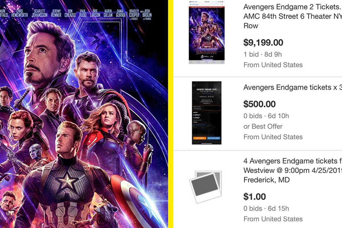 Boletos de Avengers: Endgame en reventa por más de 5 mil dólares en eBay