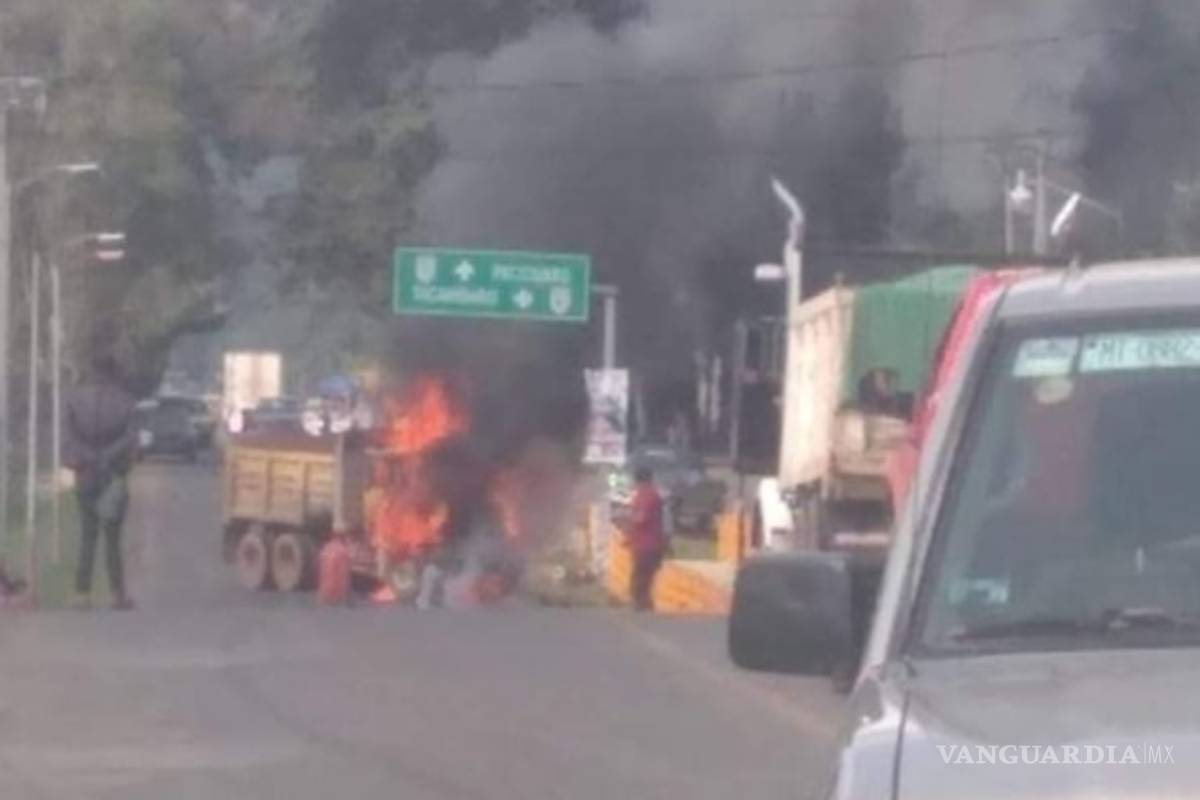 Con incendios y bloqueos impiden detención de criminal en Michoacán