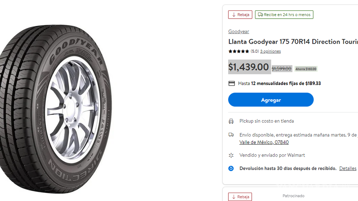 $!Michelin, Continental, Goodyear... Estos son los mejores descuentos en neumáticos que ofrece Walmart
