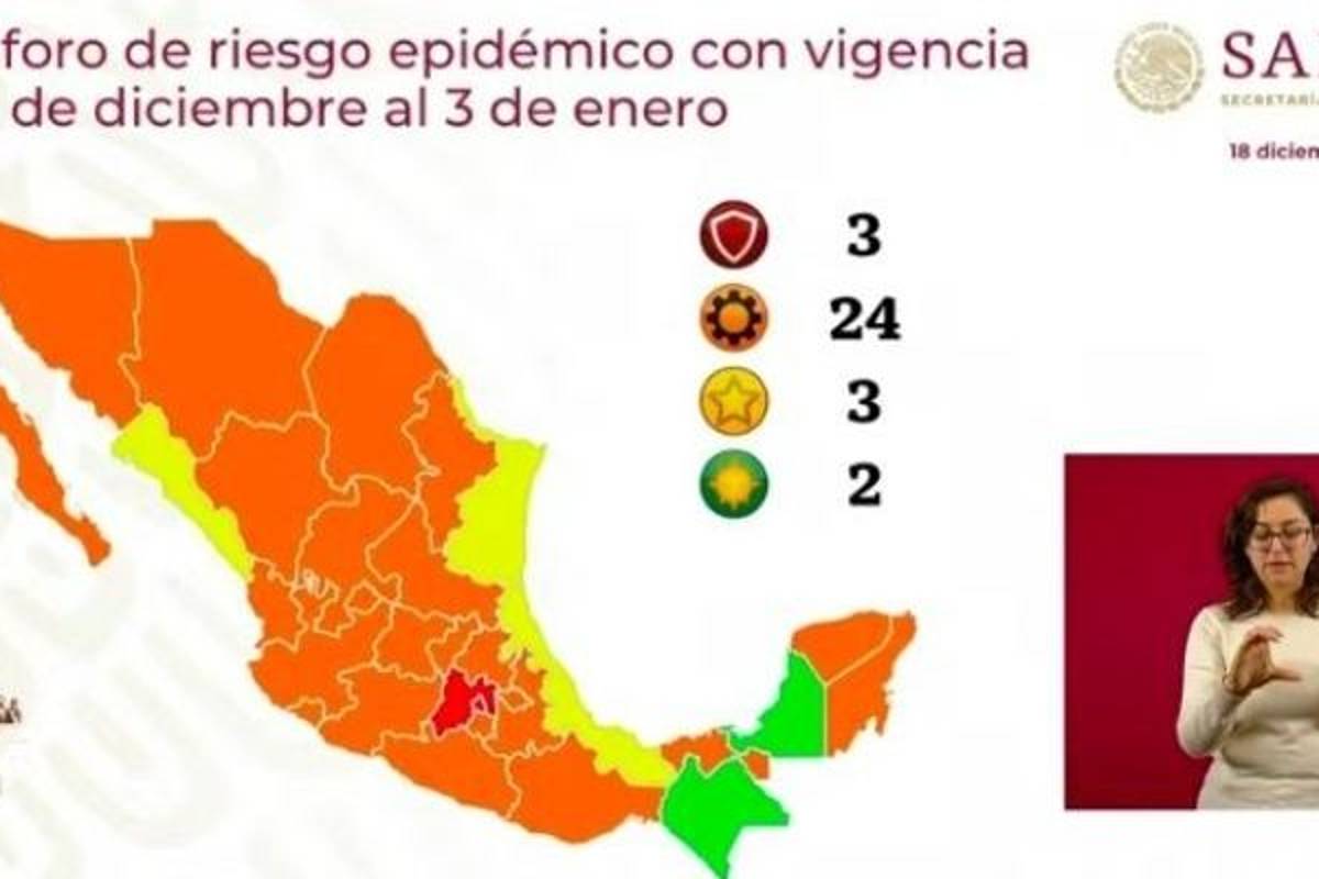 Así está el semáforo epidemiológico de COVID-19 en México, Chiapas y Campeche son los únicos en verde