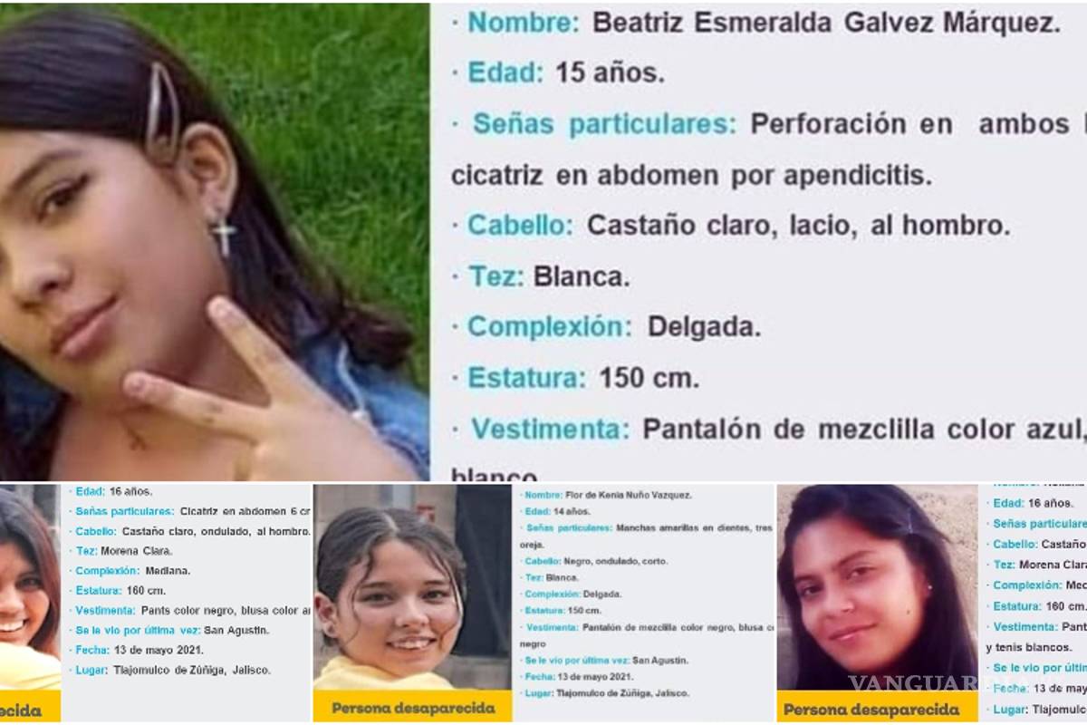 Desaparecen cuatro jovencitas en Jalisco, y de una más no se sabe nada desde abril