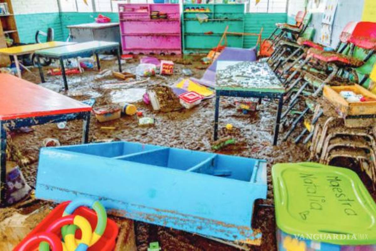 Destruye agua jardín de niños en Múzquiz: ‘Ver este desastre es muy triste’