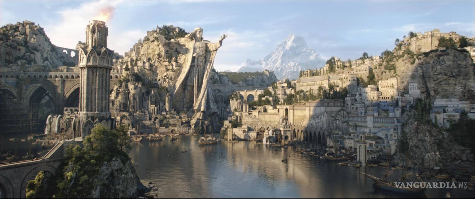 $!En esta imagen proporcionada por Amazon Studios una escena de The Lord of the Rings: The Rings of Power donde se ve al reino de Númenor.