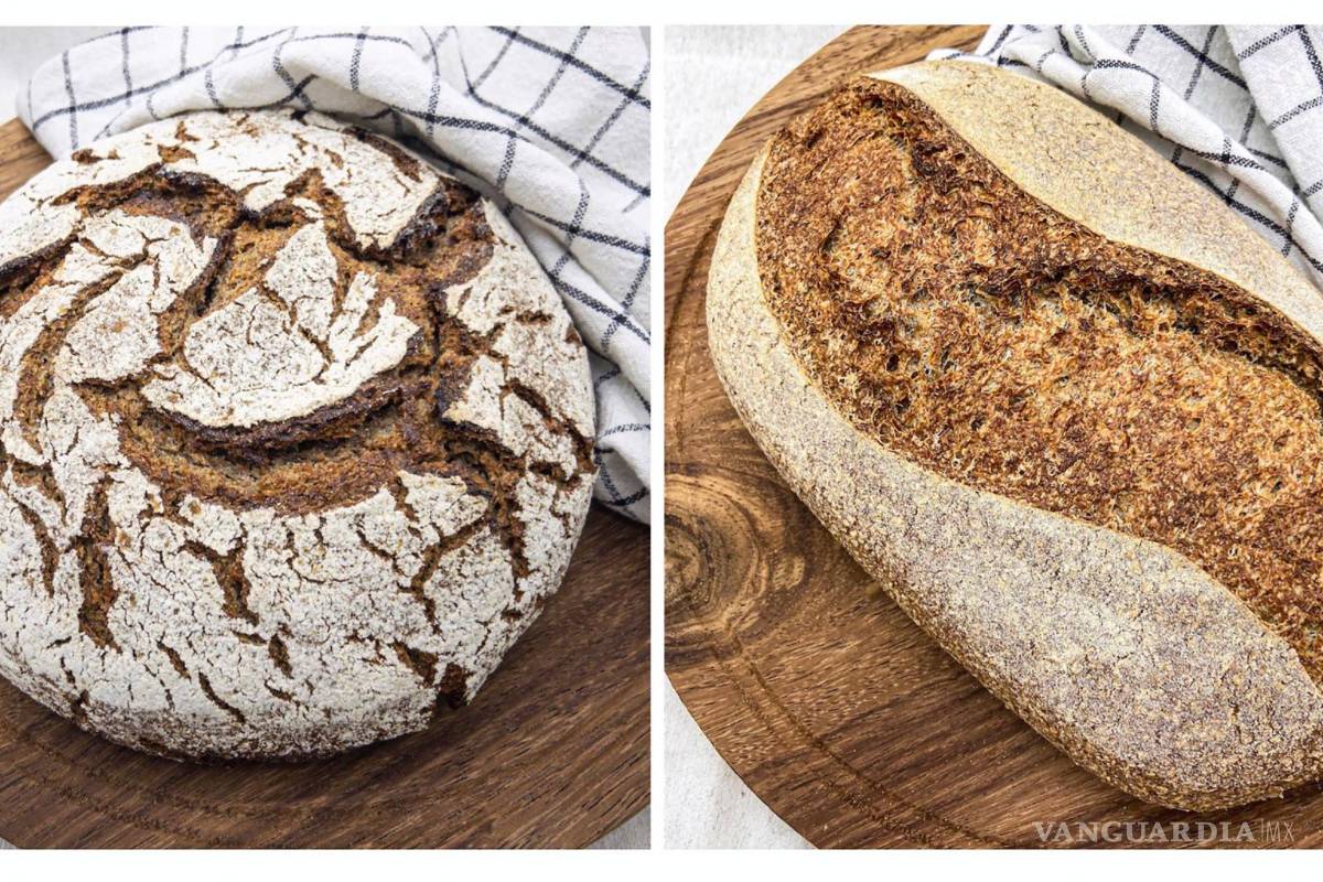 $!Hogazas de centeno integral (i) y pan integral 100 % (d).