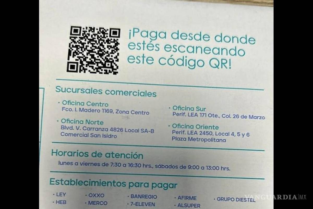 ¡Más fácil! Aguas de Saltillo implementa código QR para el pago del recibo