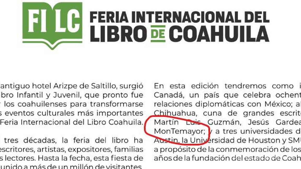 $!Errores ortográficos en el programa empañan la 26ª edición de la Feria Internacional del Libro de Coahuila