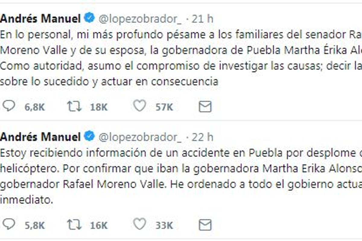 'Bots' desatan guerra contra AMLO por accidente de Martha Érika y Rafael Moreno