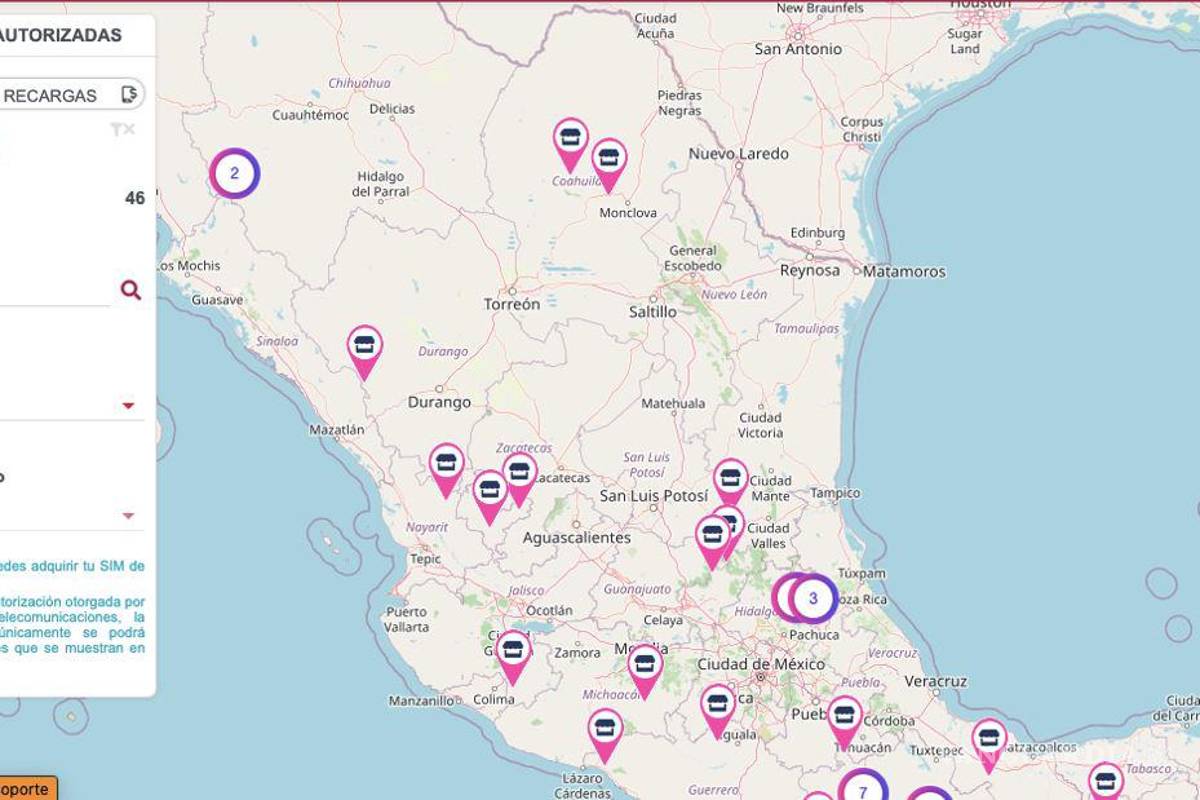 $!El mapa muestra los 46 puntos de venta de tarjetas SIM del programa Internet Para Todos
