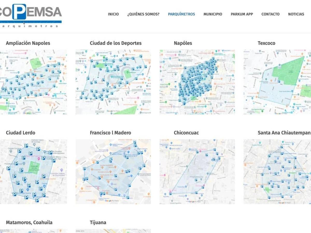 $!Aunque la empresa opera en Saltillo desde hace más de un año, la página web de Parkum solo muestra mapas detallados para la Ciudad de México, Texcoco, Santa Ana Chiautempan, Lerdo, Francisco I. Madero y Matamoros.