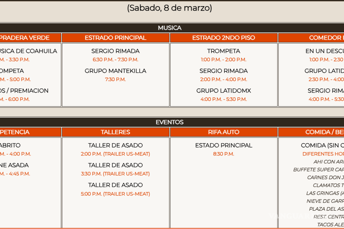 $!Itinerario de eventos del Festival de la Carne Asada, 2025, en Sabinas, Coahuila