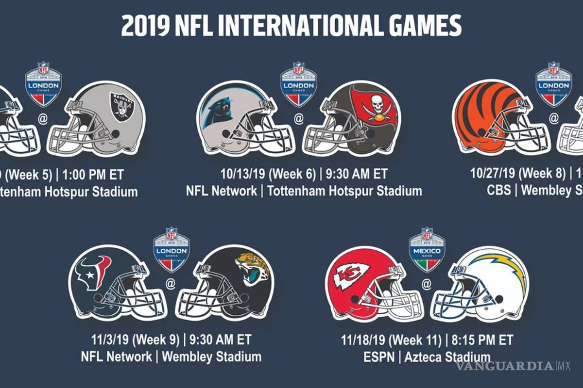 Además del juego de México, la NFL tendrá otros duelos en el extranjero