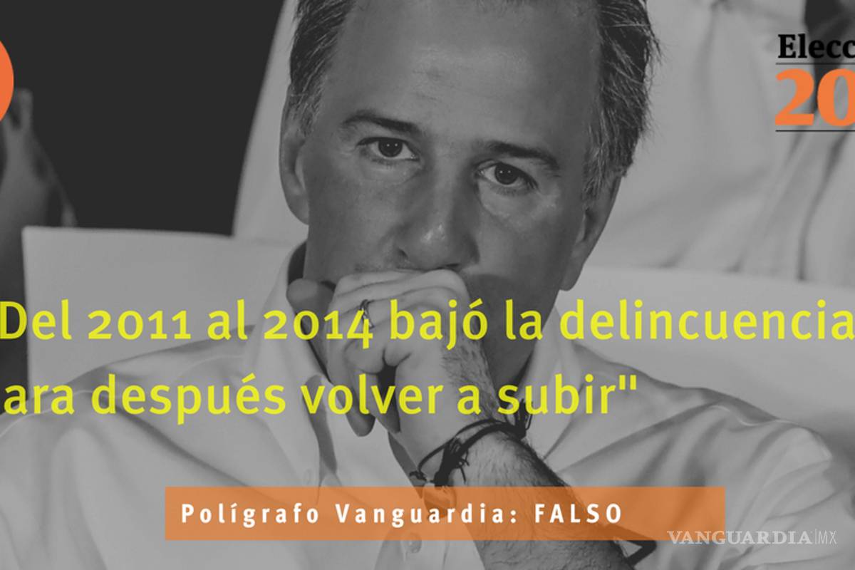Miente Meade al afirmar que del 2011 al 2014 bajó mucho la delincuencia, para después volver a subir