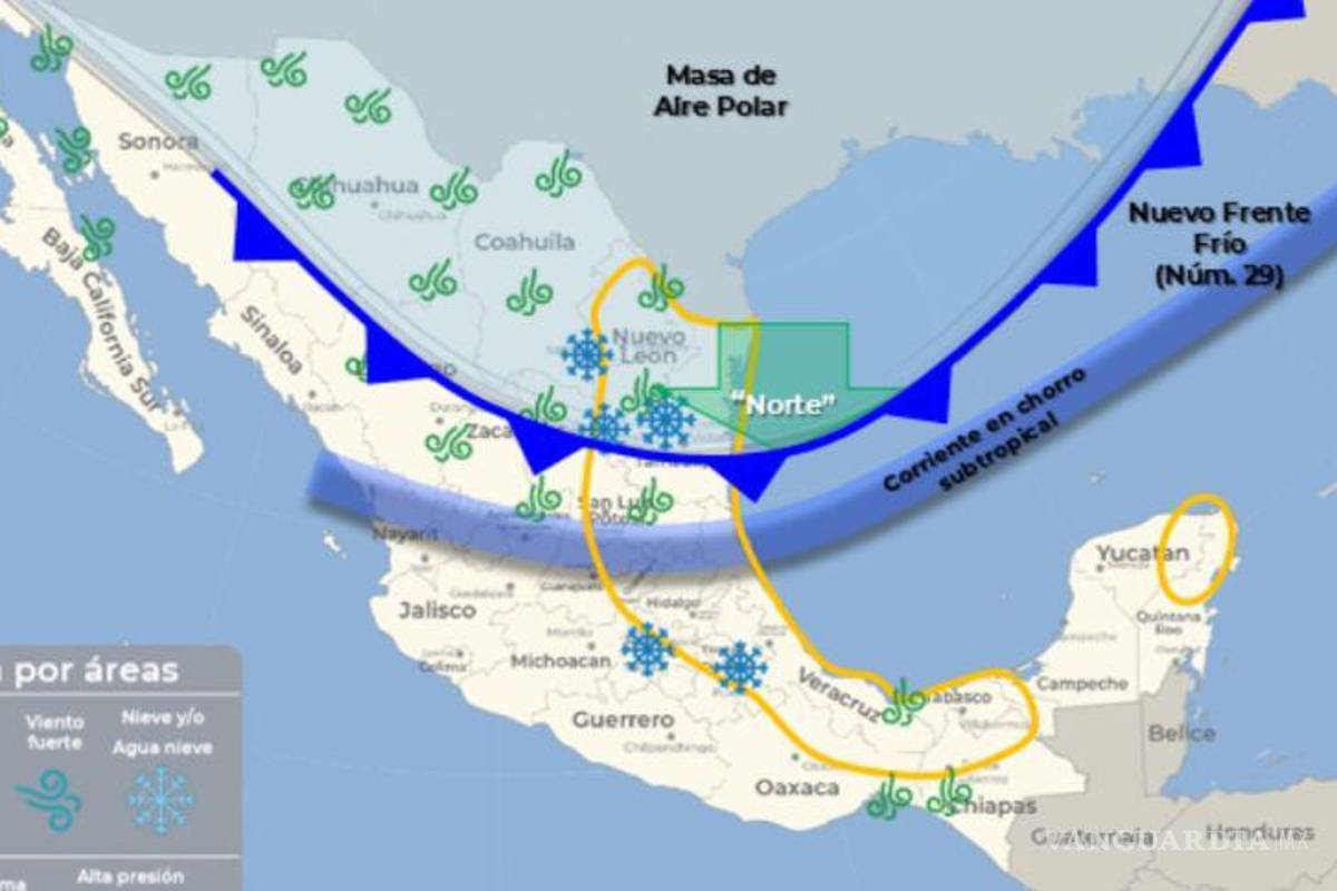 Se esperan temperaturas congelantes y agua nieve para zonas montañosas de Coahuila