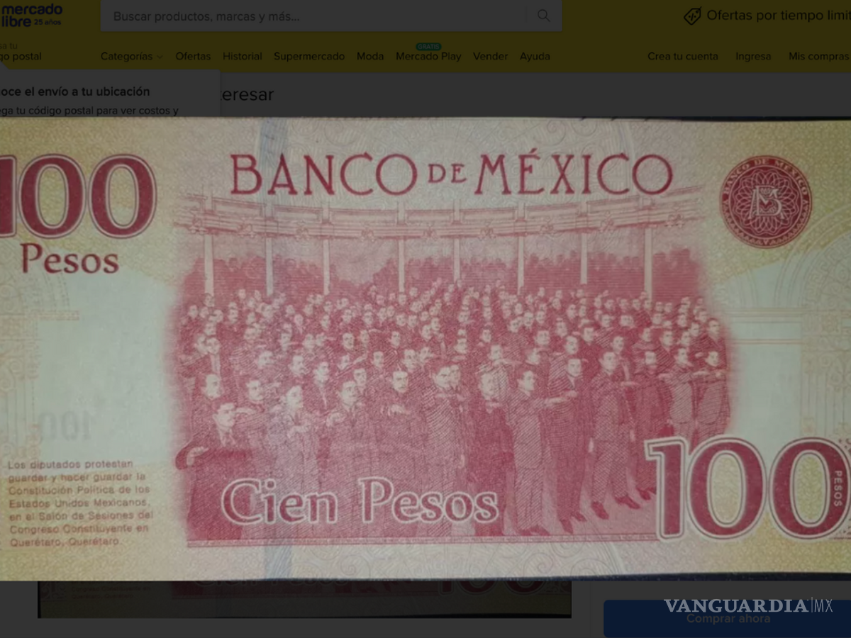 $!Este antiguo billete de 100 pesos podría tener un gran valor y representar una oportunidad económica.