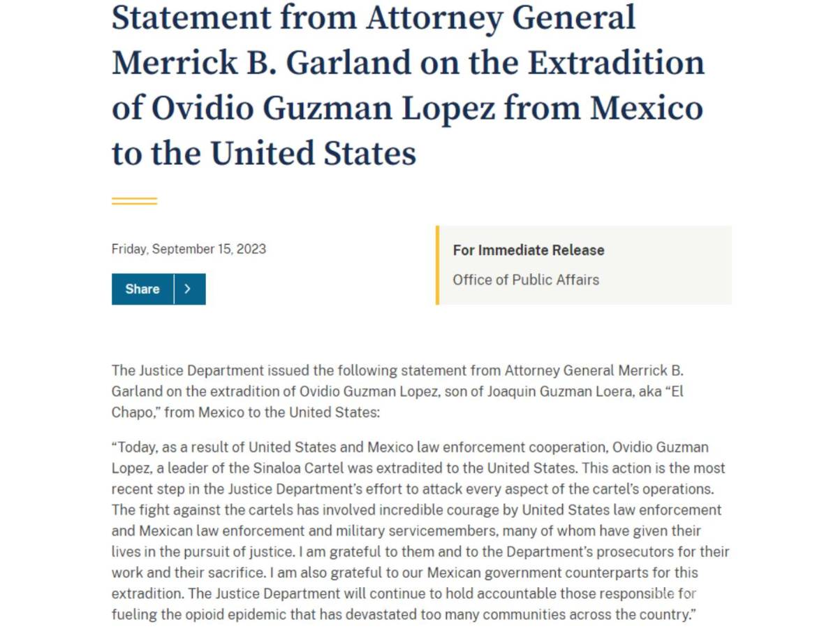 $!Extraditan a Ovidio Guzmán a EU; fue sacado del penal del Altiplano por elementos de la Interpol