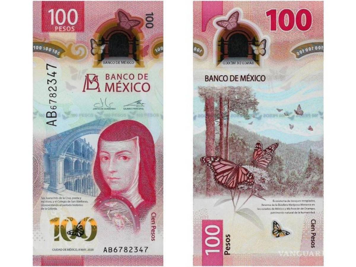 $!Edición de 100 pesos mexicanos conmemorativos a Sor Juana Inés de la Cruz y la Reserva de la Biosfera de Mariposa Monarca.