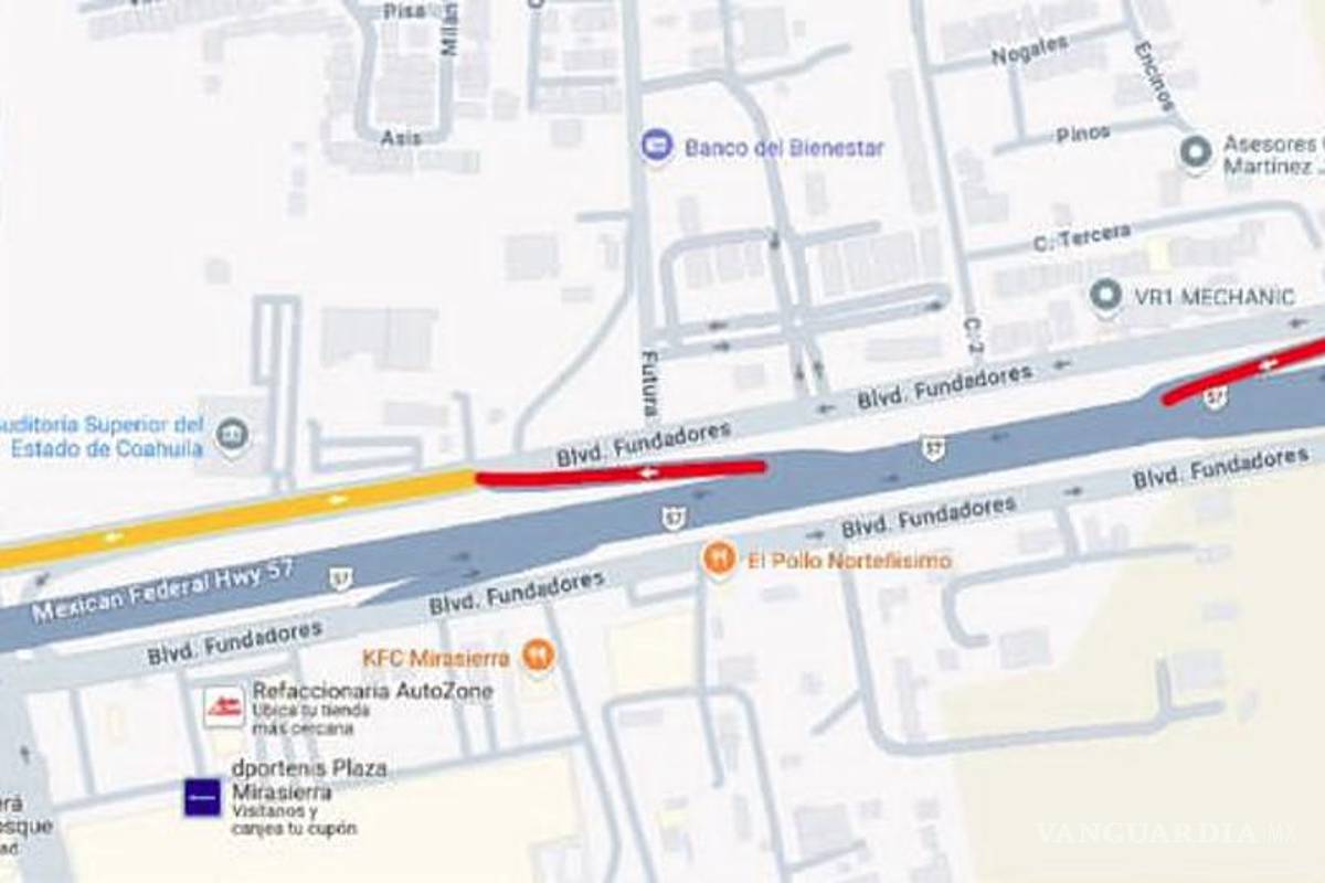 ¡Atención Saltillo! Cierran carriles de incorporación en Fundadores por trabajos de recarpeteo este miércoles