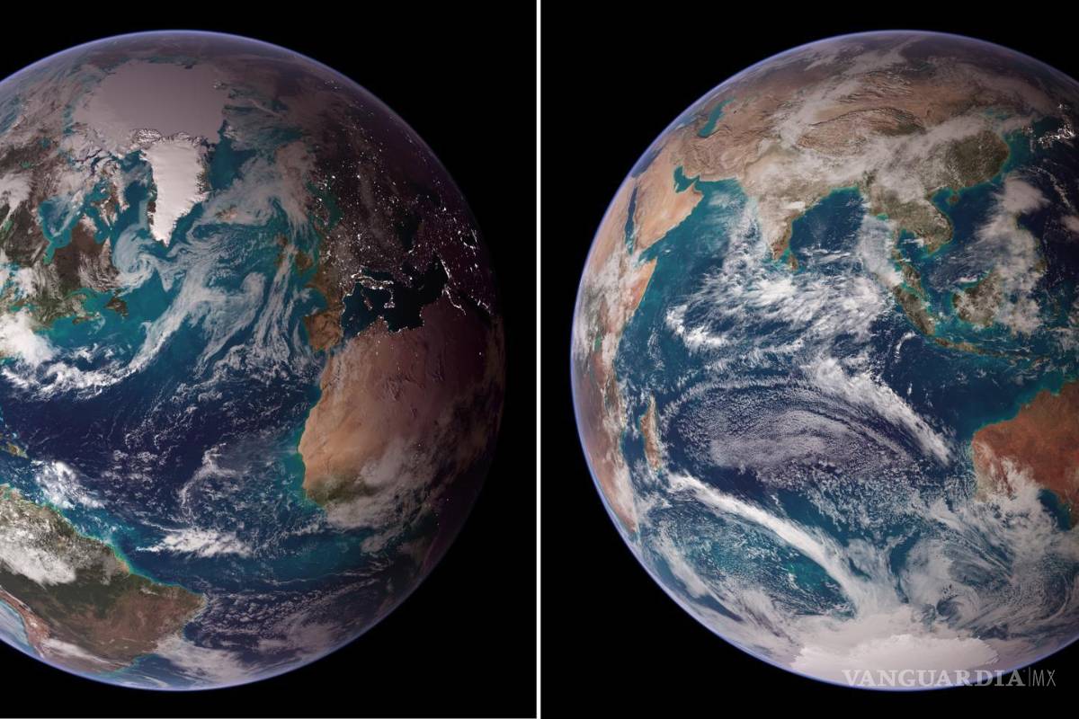 $!Los hemisferios occidental (i) y oriental (d) del globo terráqueo. Una misión sin precedentes, capaz de anticiparse a desastres naturales y de medir la Tierra al milímetro, así describen los expertos de la NASA el satélite NISAR.