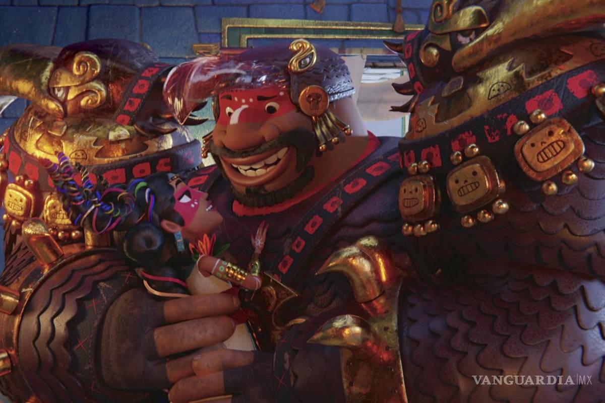 $!En esta imagen difundida por Netflix, los personajes Rey Teca, cuya voz hace el director mexicano Jorge R. Gutiérrez, y Reina Teca, con la voz de Sandra Equihua en una escena de la serie animada Maya and the Three que se estrena el 22 de octubre de 2021. AP/Netflix