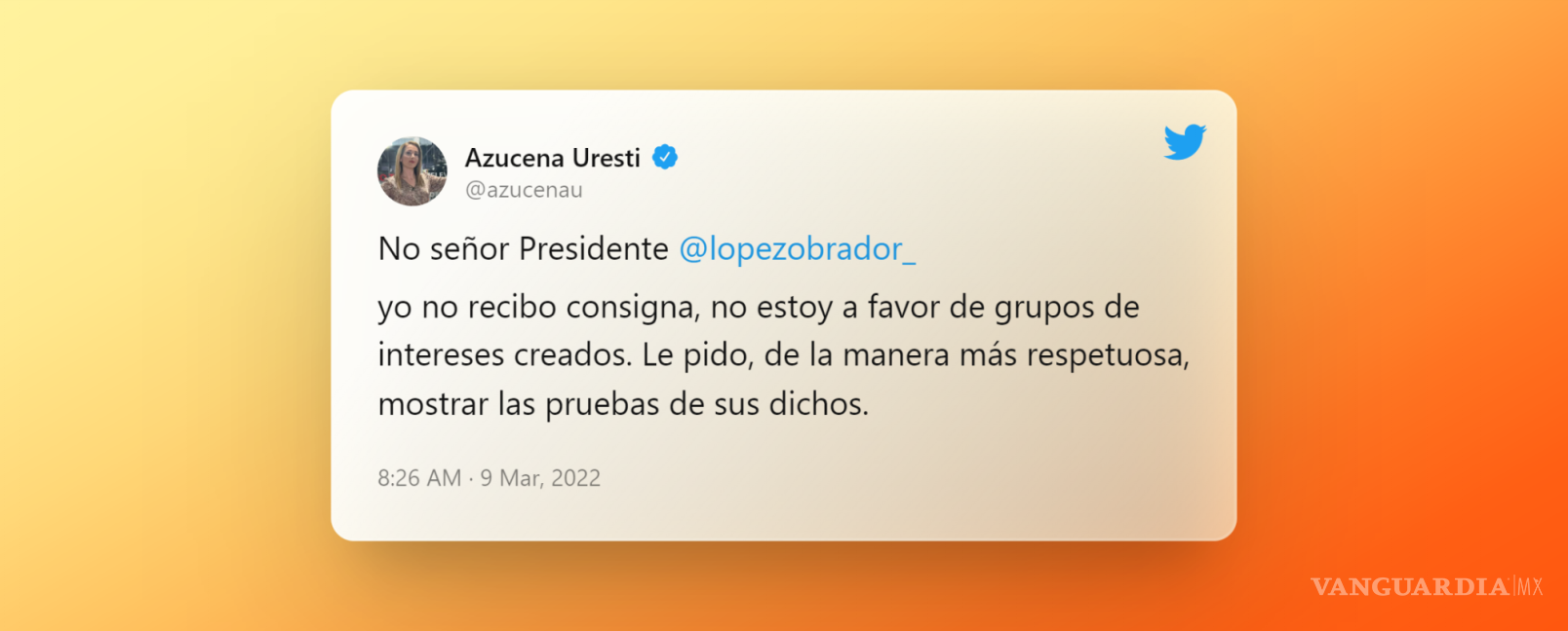 $!“No señor Presidente, yo no recibo consigna”, responde Azucena Uresti a AMLO sobre ‘ciudad amurallada’ del 8M