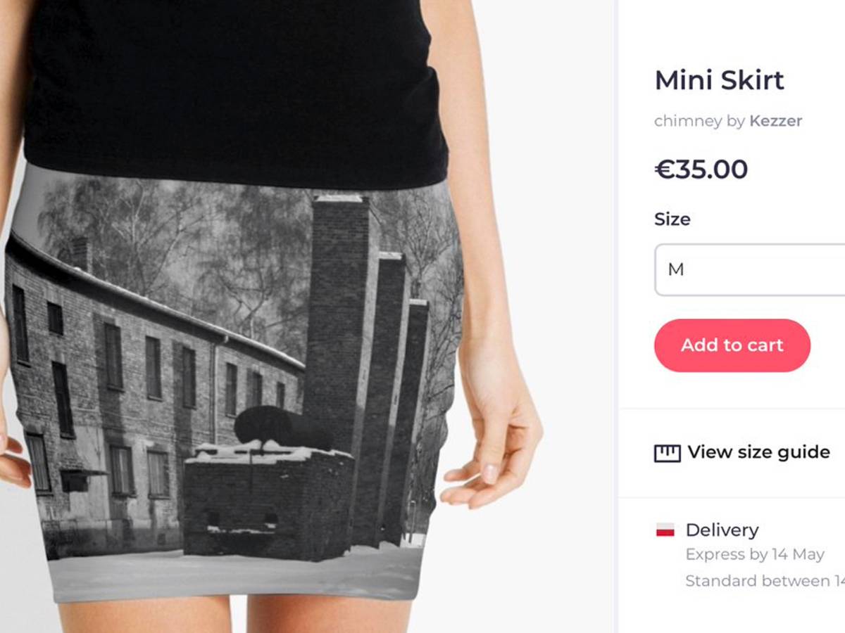 $!Museo Auschwitz critica a un vendedor en línea por el uso en minifaldas con fotos del campo de concentración