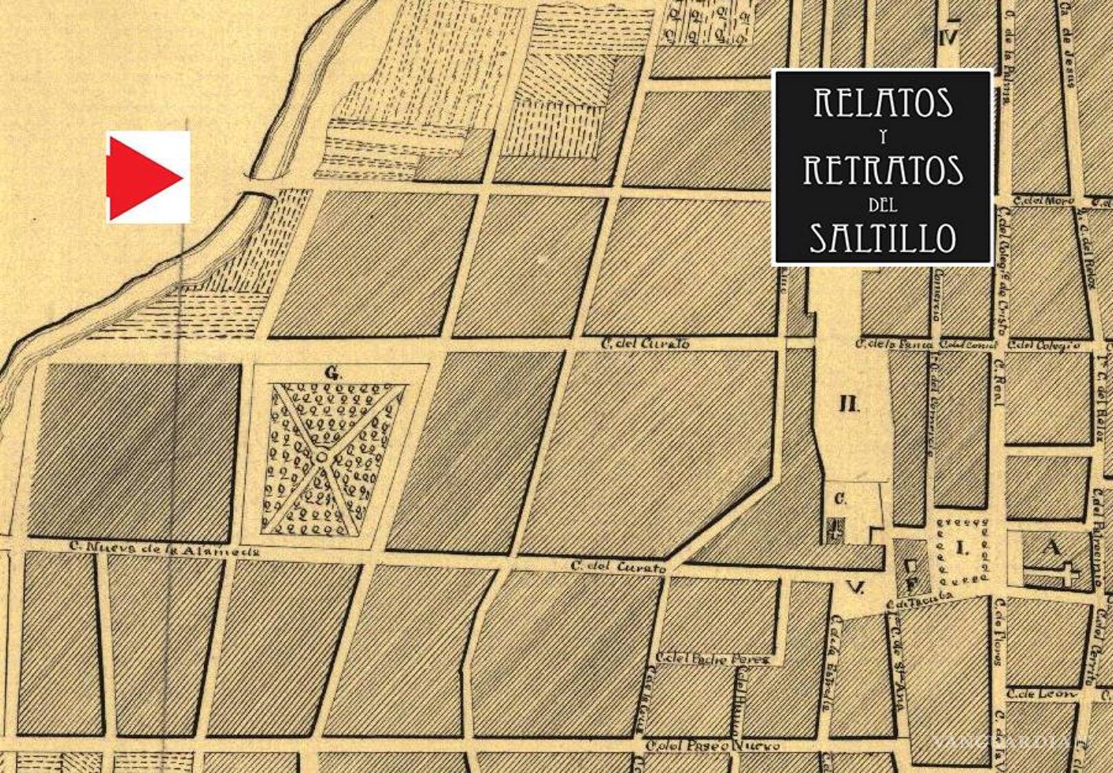 $!Puente Antiguo sobre el arroyo Los Pilares. Plano de 1836.