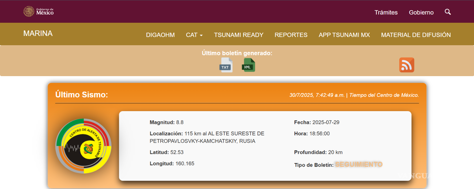 $!SEMAR mantiene alerta por tsunami en México: reportan cambios del nivel del mar con olas de hasta 1.15 metros