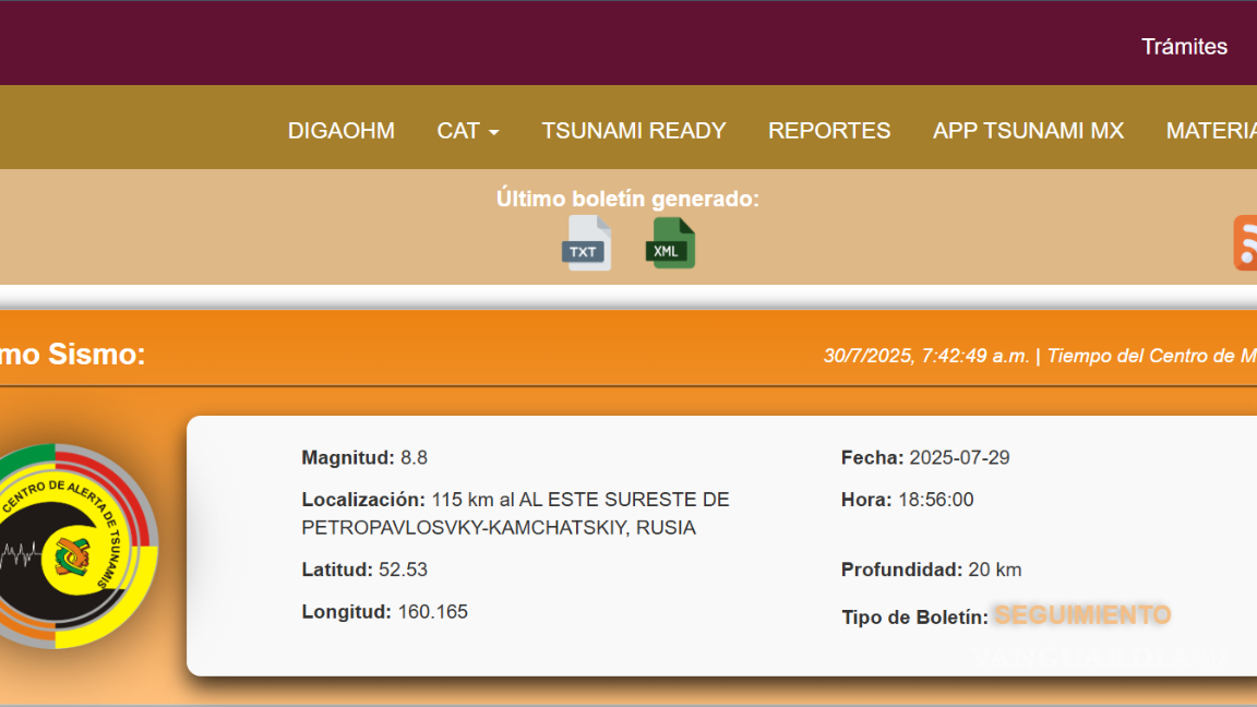 $!SEMAR mantiene alerta por tsunami en México: reportan cambios del nivel del mar con olas de hasta 1.15 metros