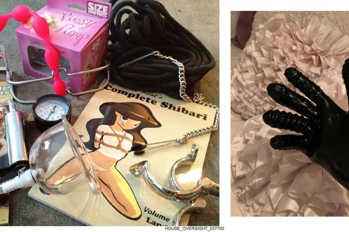 $!Combo de fotografías sin fecha donde aparecen varios juguetes sexuales encontrados en la mansión de Jeffrey Epstein.