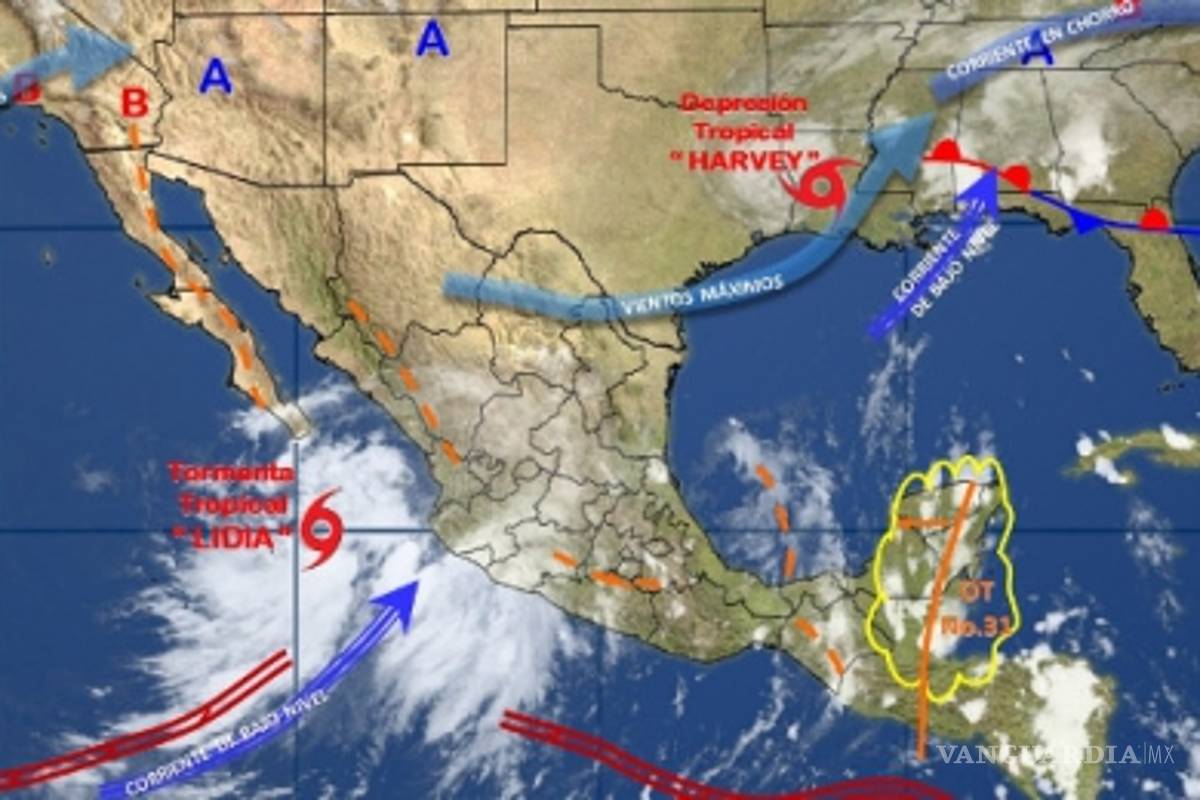 Tormenta Lidia causará lluvias en México, aquí su trayectoria