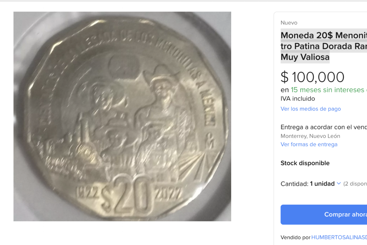 ¡Sorprendente! Moneda mexicana de $20 conmemora a los menonitas y alcanza un valor de hasta 100 mil pesos