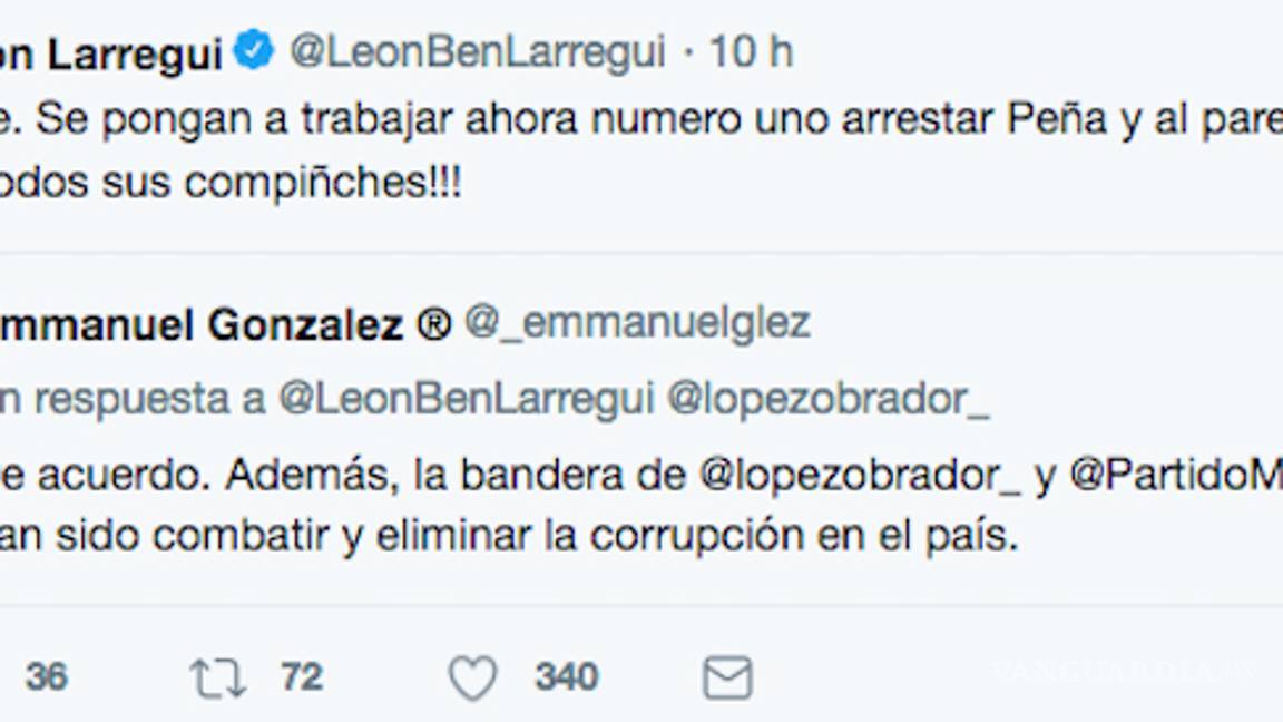 $!León Larregui pide a AMLO que no sea 'maricón' y encarcele Peña Nieto