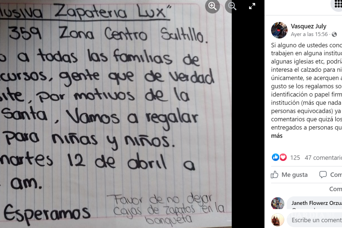 Por Semana Santa, zapatería regala 200 pares de calzado a niños y niñas de Saltillo