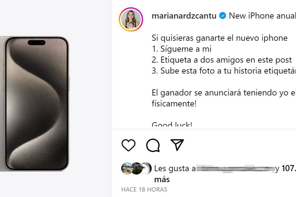 ¿Quieres un iPhone 15 con valor de 20 mil pesos?... Mariana Rodríguez te lo regala; estas son las reglas