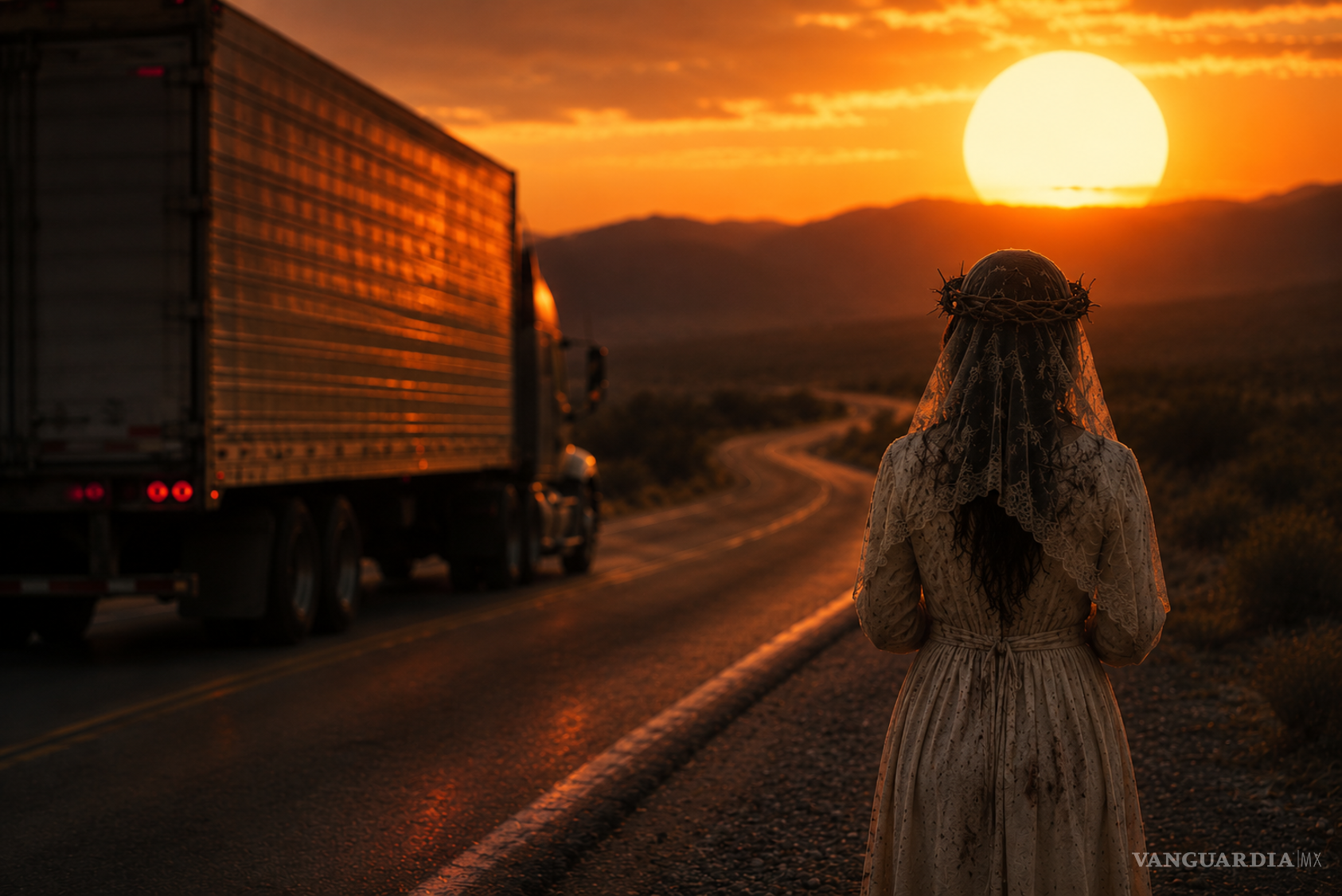 $!“Durante unos segundos, el cuerpo de la mujer desaparece detrás de la enorme caja del tráiler.”