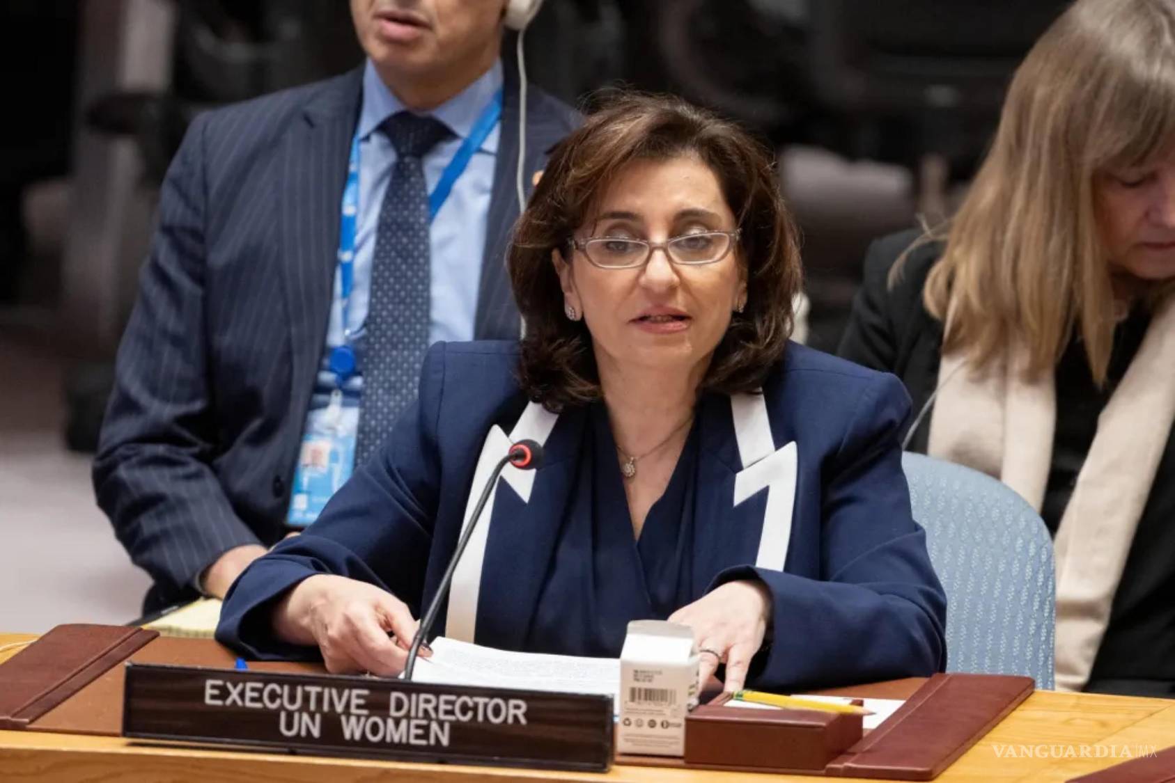 $!En la imagen, la directora ejecutiva de ONU Mujeres, Sima Sami Bahous, mientras habla durante una reunión del Consejo de Seguridad, en Nueva York.