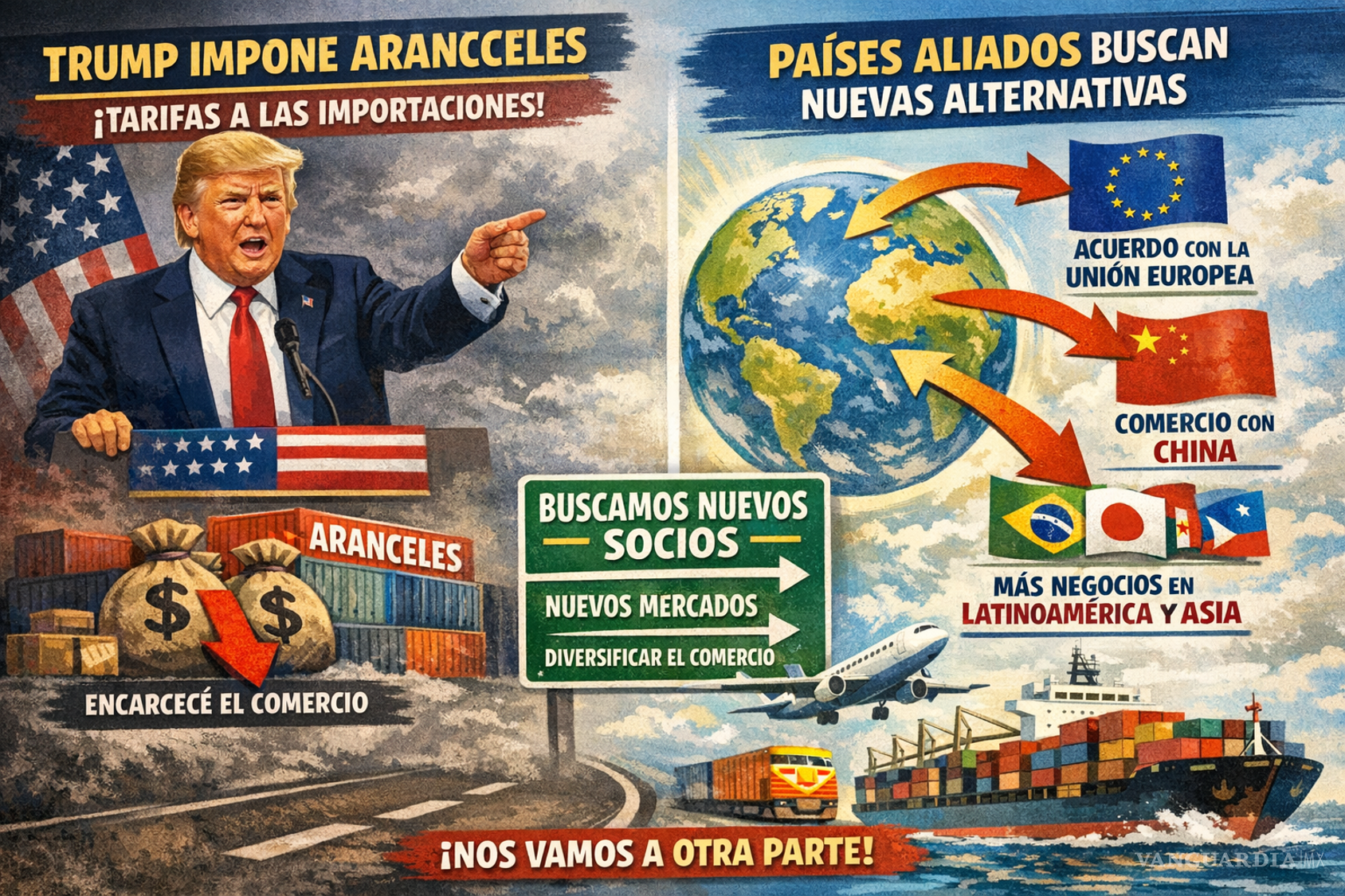 $!Viéndose afectados por los aranceles impuestos por Trump, loss socios comerciales de Estados Unidos están cerrando acuerdos entre ellos.