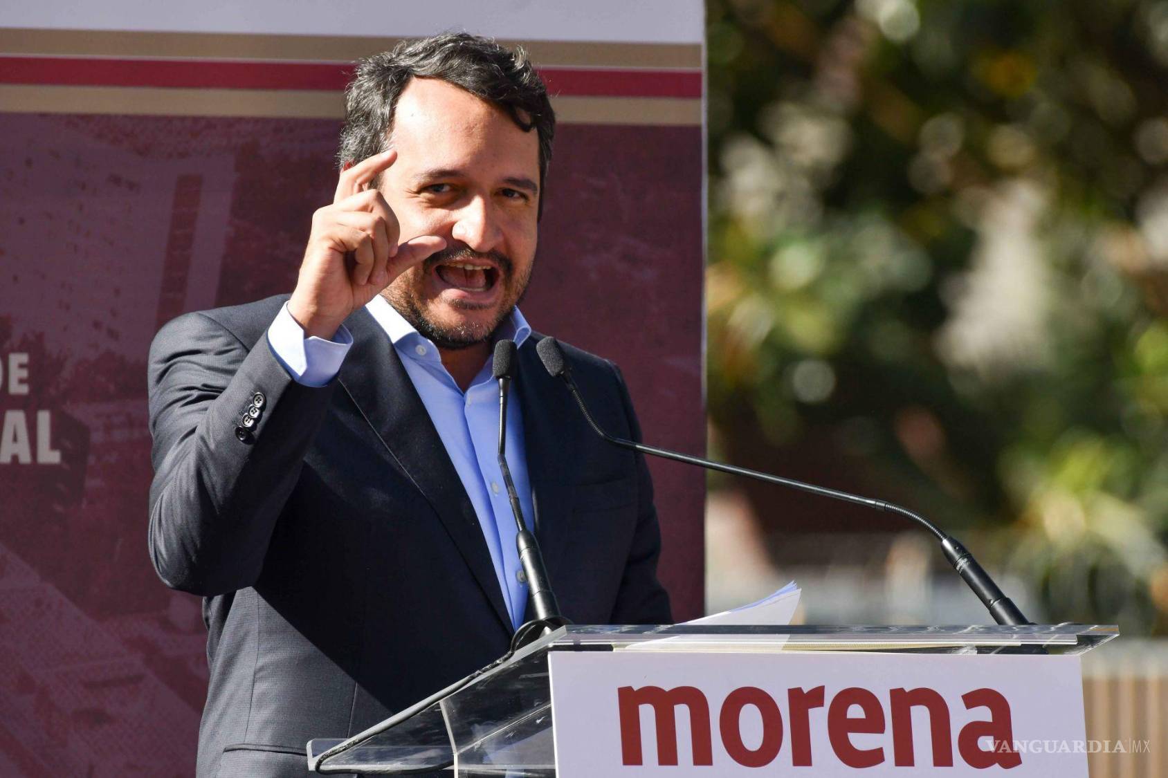 $!Andrés Manuel López Beltrán, ex secretario general de organización de Morena, en el cierre de la gira nacional de asambleas informativas el 07 de diciembre de 2024.