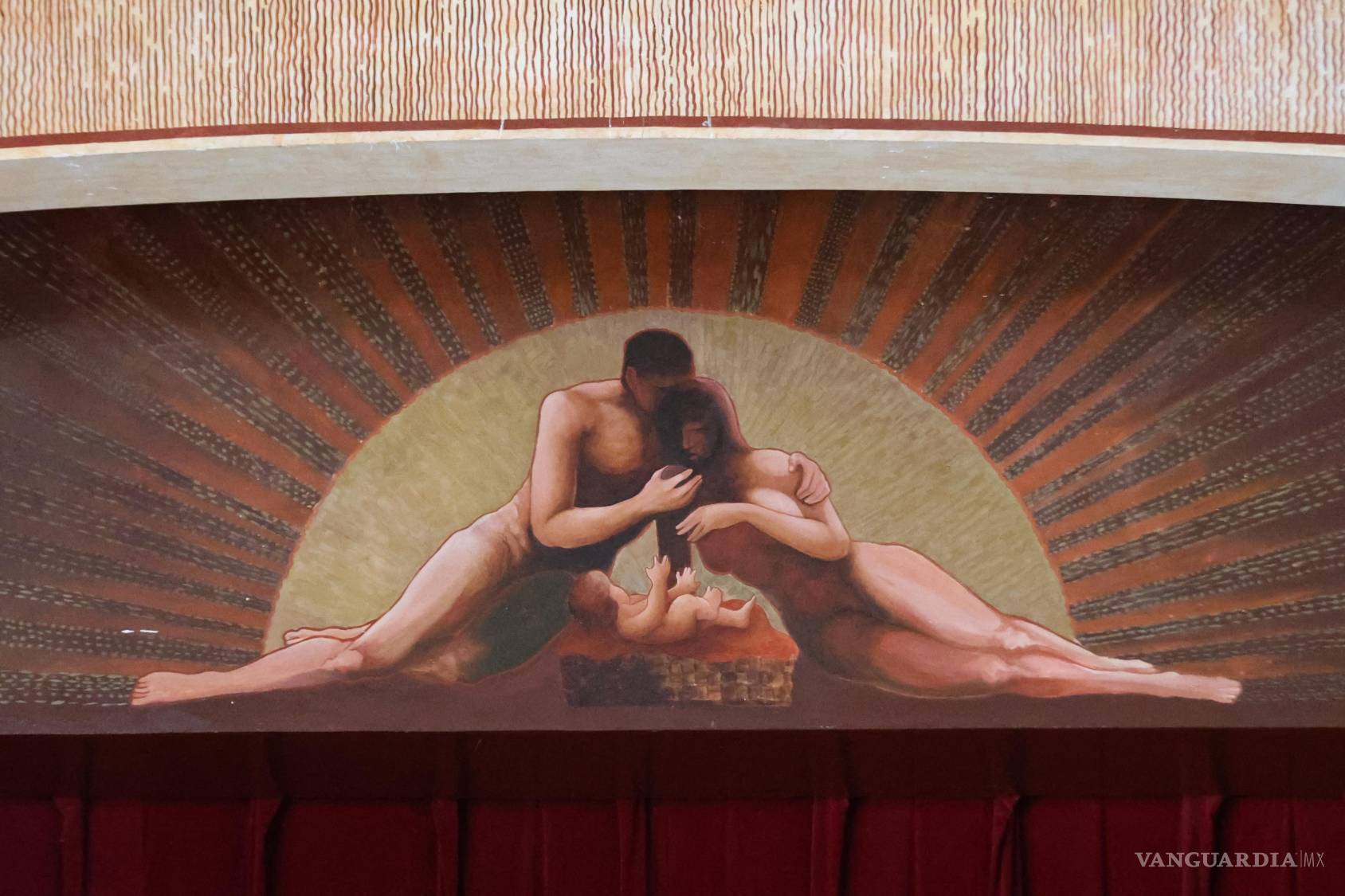 $!Detalle del Paraninfo del Ateneo Fuente (sobre el escenario). Salvador Tarazona. 1933. Categoría: Historia. Ateneo Fuente.