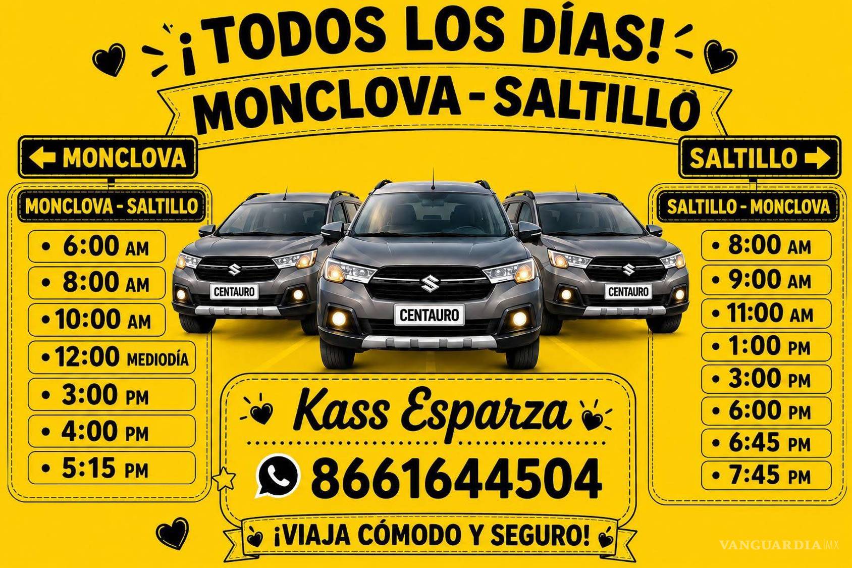 $!Algunos rides ya se anuncian como rutas establecidas: horarios de ida y vuelta, número de contacto y una promesa de comodidad que intenta parecer formal.