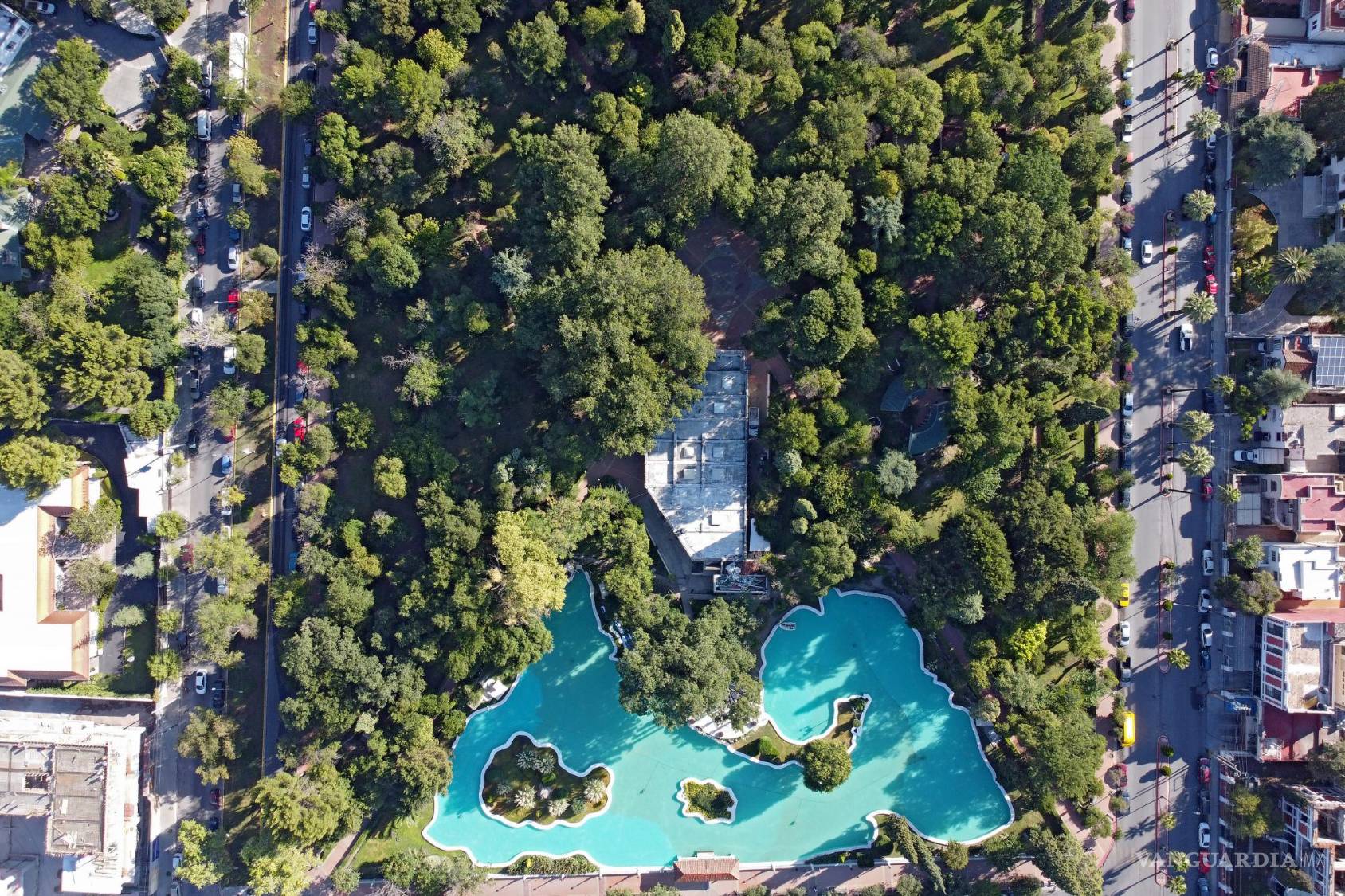 $!Vista aérea actual del Lago República, de la Alameda de Saltillo.