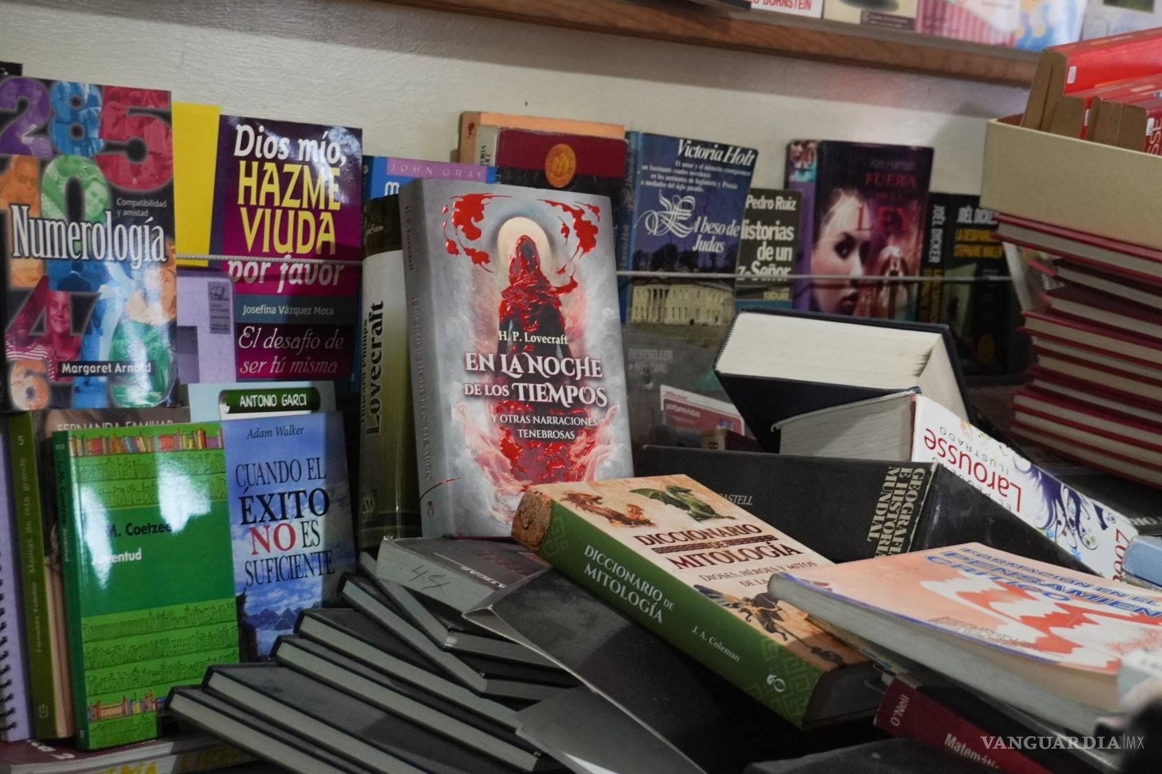 $!Detalle de una estantería en el centro de Saltillo, donde los libros de ocasión esperan a ser descubiertos por quienes todavía consideran que “un libro es una joya”.