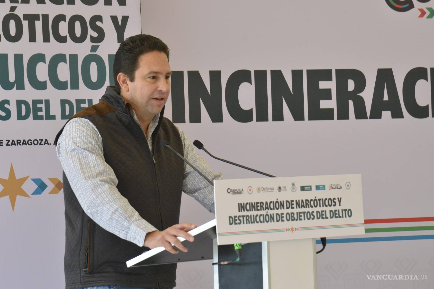 $!Javier Díaz González, alcalde de Saltillo, resaltó el trabajo conjunto para enfrentar delitos que afectan directamente a las comunidades locales.