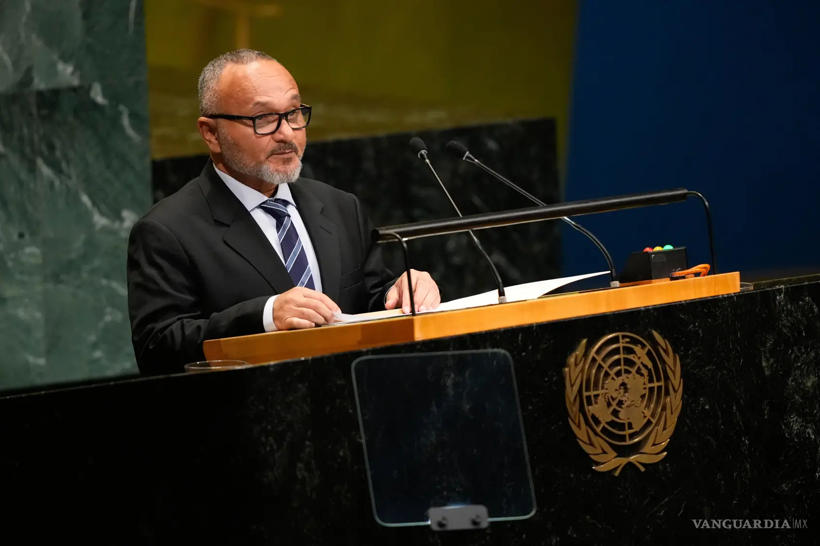 $!El primer ministro de las Islas Salomón, Matthew Wale, interviene durante la 81.ª sesión de la Asamblea General de las Naciones Unidas.