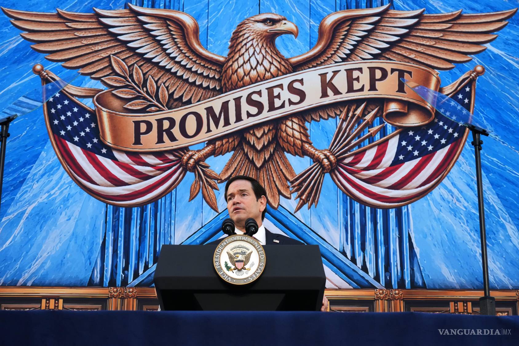 $!El secretario de Estado Marco Rubio habla durante un evento en el rebautizado Instituto de la Paz Donald J. Trump, el 3 de septiembre de 2026, en Washington.