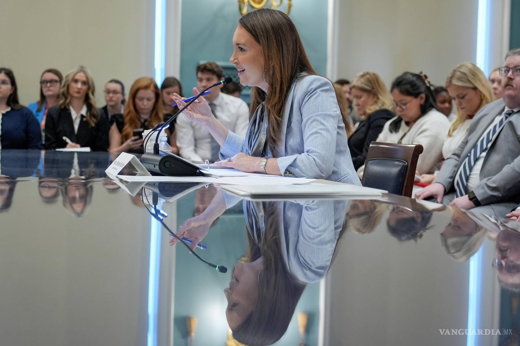 $!La secretaria de Agricultura, Brooke Rollins, testifica durante una audiencia del Comité de Agricultura de la Cámara de Representantes en el Capitolio.