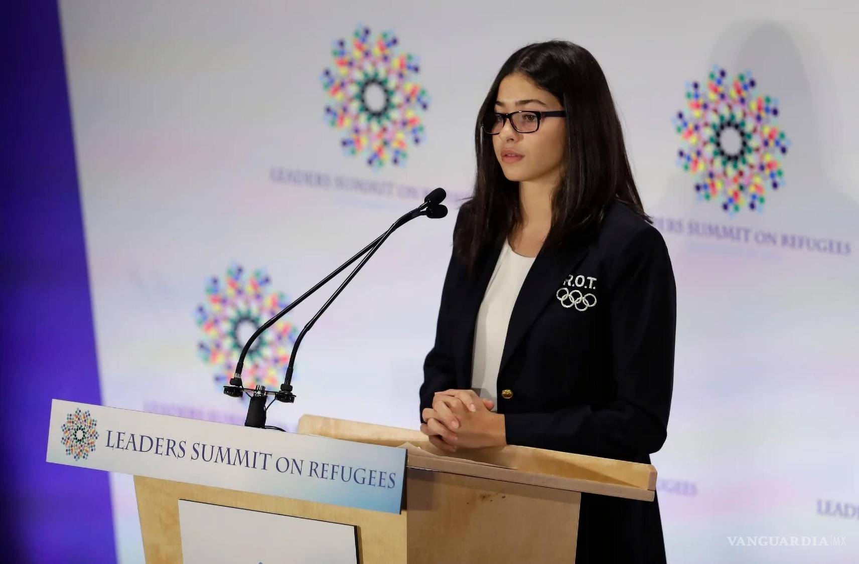 $!Yusra Mardini, nadadora del Equipo Olímpico de Refugiados, en la Cumbre de Líderes sobre Refugiados en la sede de la ONU el martes 20 de septiembre de 2016.